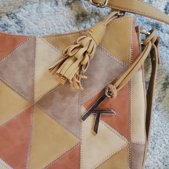 Kenzie Crossbody Vegan Leather Patchwork Hobo Bag Purse - Picture 3 of 5